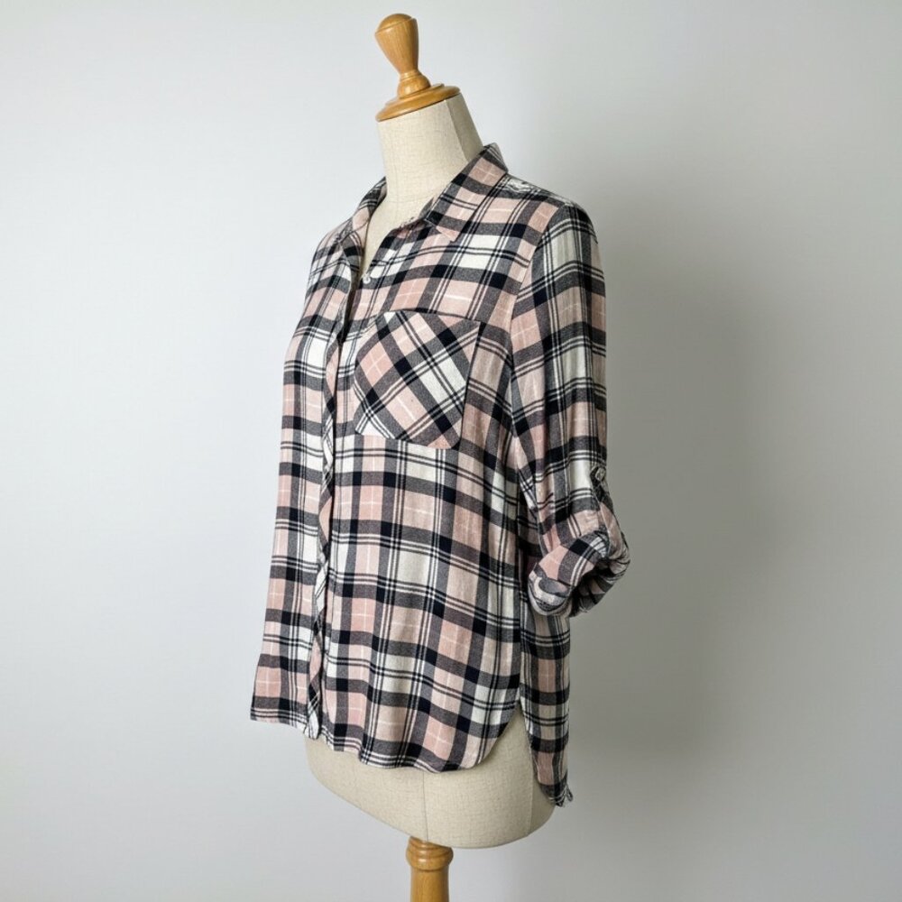 Kenneth Cole Reaction Women's Button Down Plaid Shirt Size Large